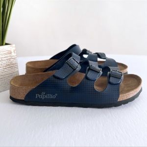 Birkenstock Papillo Florida Sandals Size 10 in Blue/Black Checker Print